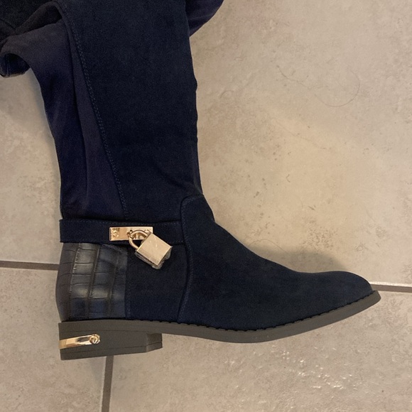 Navy blue over the knee boots - Picture 4 of 9